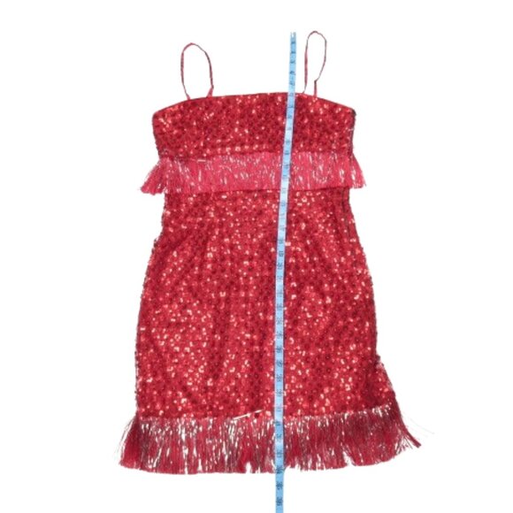 Saylor NYC Caitriona Sequin Fringe Red Mini Dress S - Picture 7 of 11